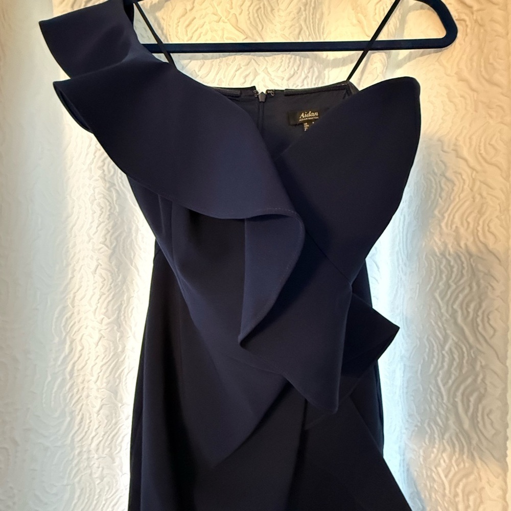 Aidan Mattox One Shoulder Blue Dress - Picture 2 of 6